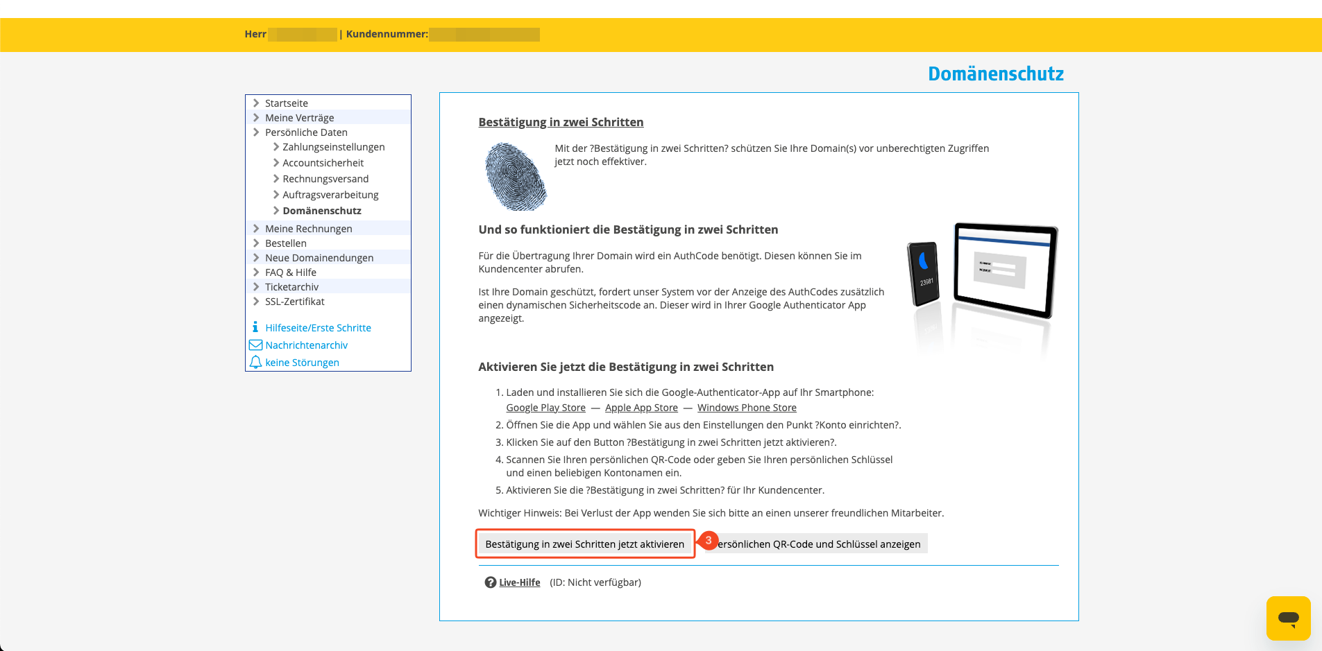 Bestätigung in zwei Schritten für den Transferschutz aktivieren