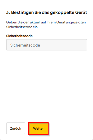 Sicherheitscode aus der Authenticator-App eingeben
