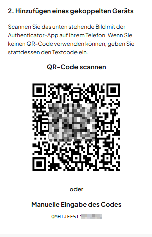 QR-Code für die Zwei-Faktor-Authentifizierung scannen
