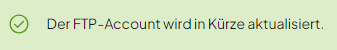 Bestätigung der erfolgreichen Passwortänderung
