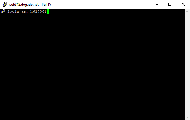 Benutzernamen des primären FTP-Benutzers in PuTTY eingeben