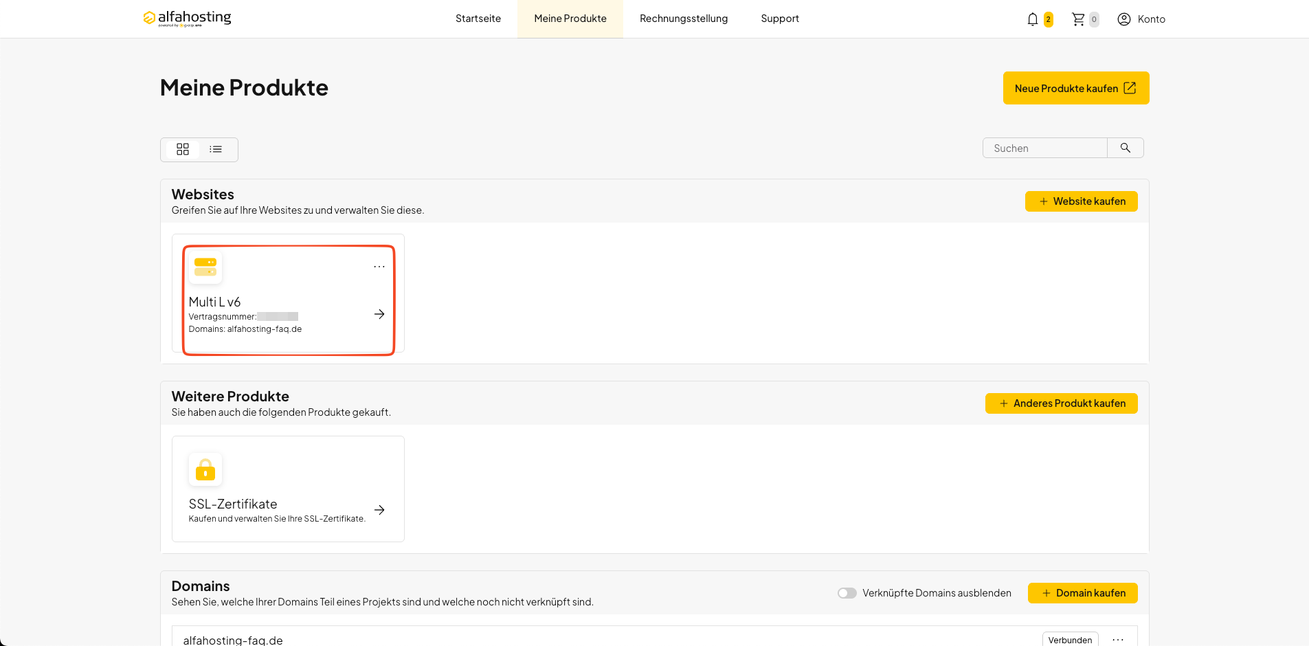 Auswahl eines Webhosting- oder WordPress-Hosting-Pakets in oneHome