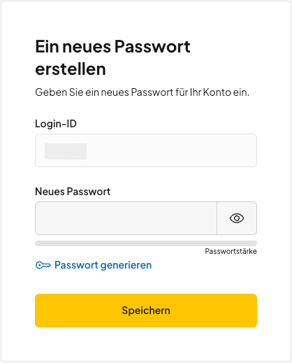 Neues Passwort für oneHome festlegen und speichern