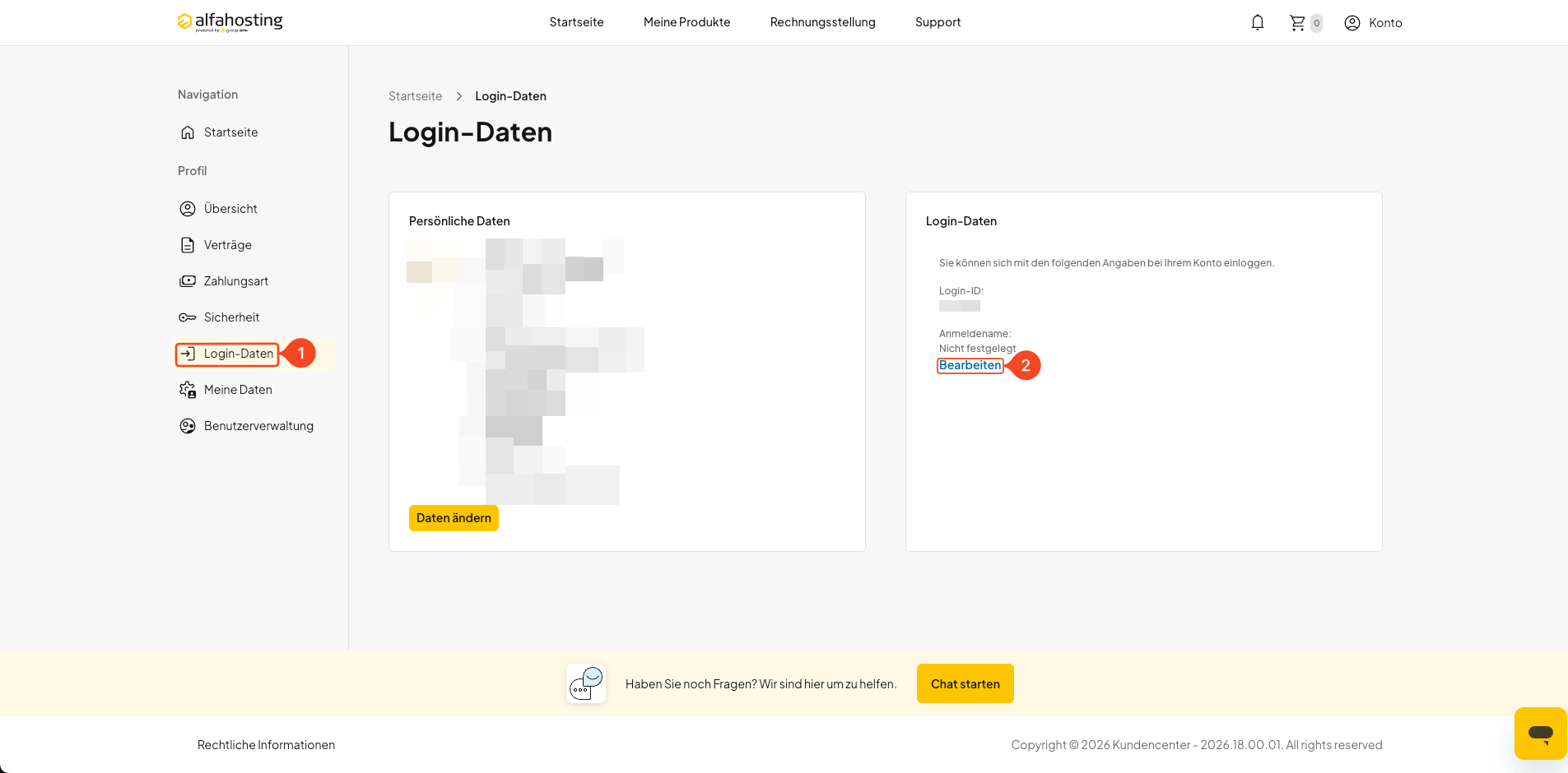 Anmeldenamen im Bereich Login-Daten von oneHome bearbeiten